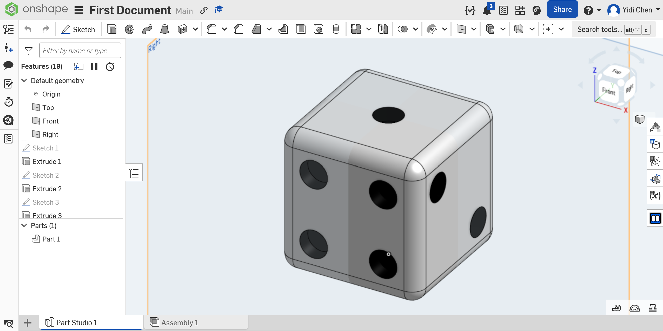 Dice CADed using Onshape