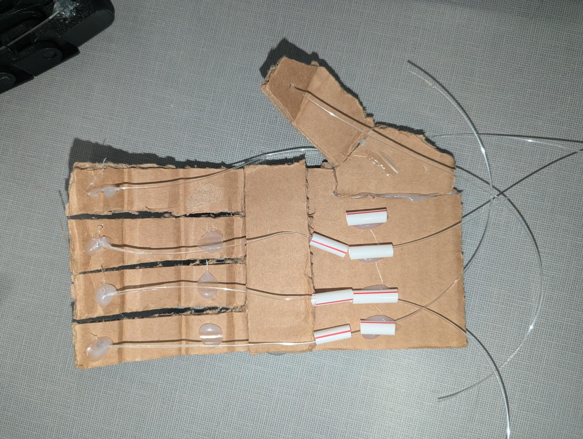 Cardboard prototype of the prosthetic hand