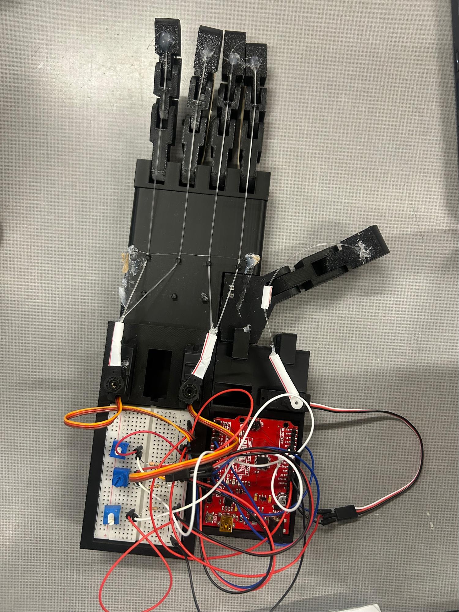 Completed 3D-printed prosthetic hand